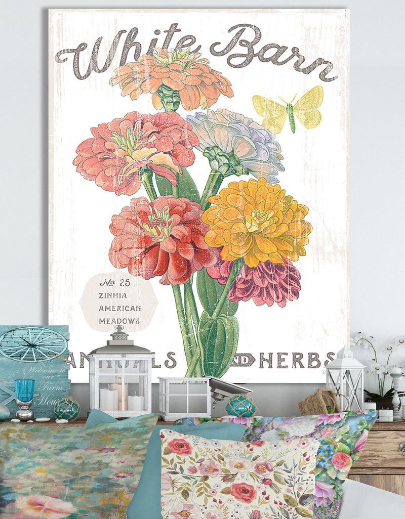 DesignQ White Barn Flowers V - Cottage Canvas Wall Art