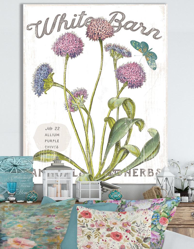 DesignQ White Barn Flowers VI - Cottage Canvas Wall Art