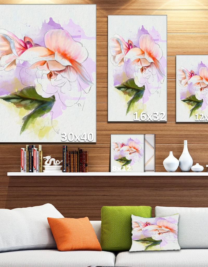 DesignQ White Begonia Flower Watercolor - Modern Floral Canvas Wall Art