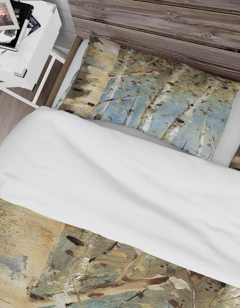DesignQ White Birch Forest I - Farmhouse Duvet Cover Set