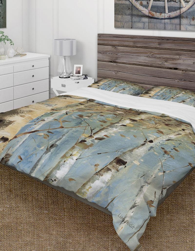 DesignQ White Birch Forest I - Farmhouse Duvet Cover Set