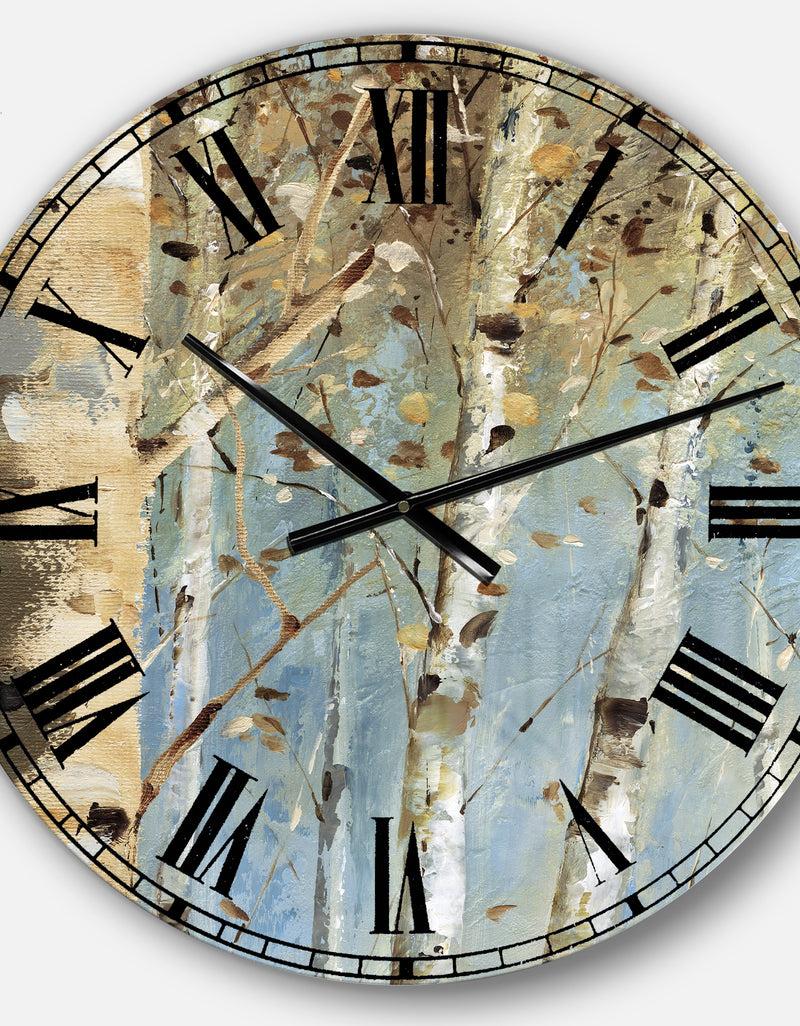DesignQ White Birch Forest I - Modern Farmhouse Wall CLock