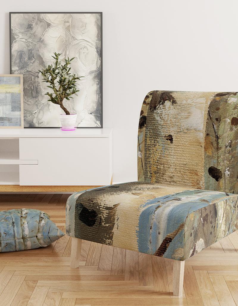 DesignQ White Birch Forest I - Upholstered Modern Farmhouse Accent Chair
