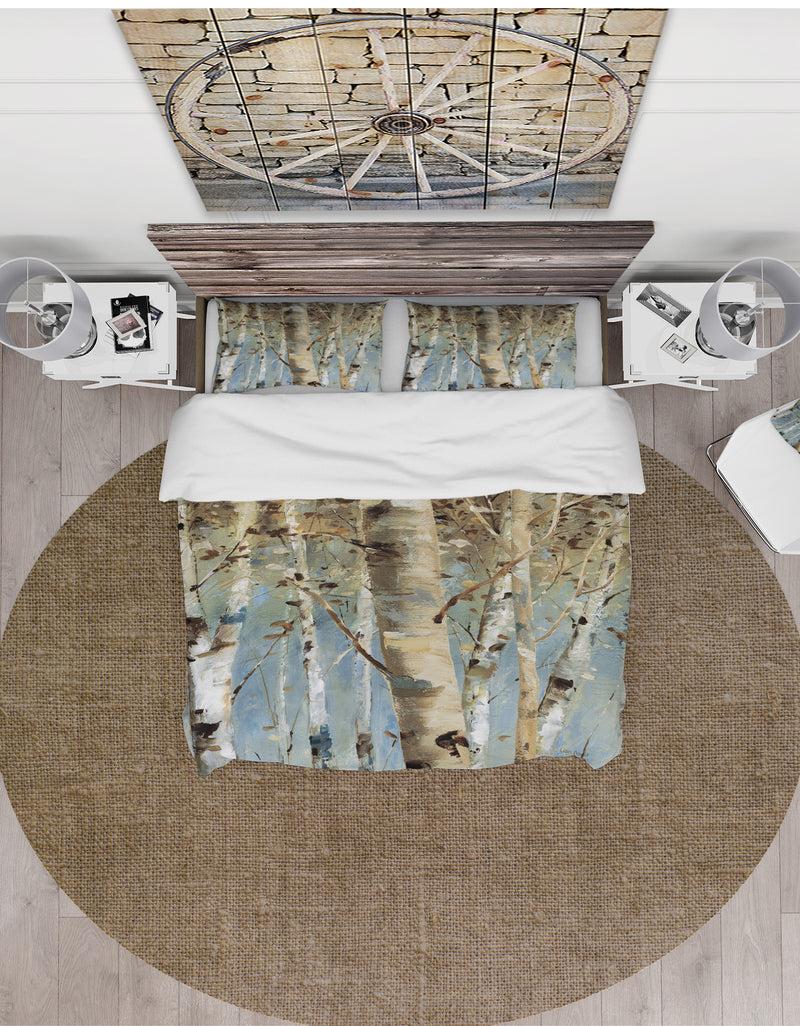 DesignQ White Birch Forest II - Farmhouse Duvet Cover Set
