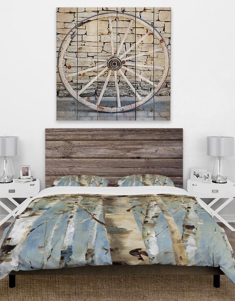 DesignQ White Birch Forest II - Farmhouse Duvet Cover Set