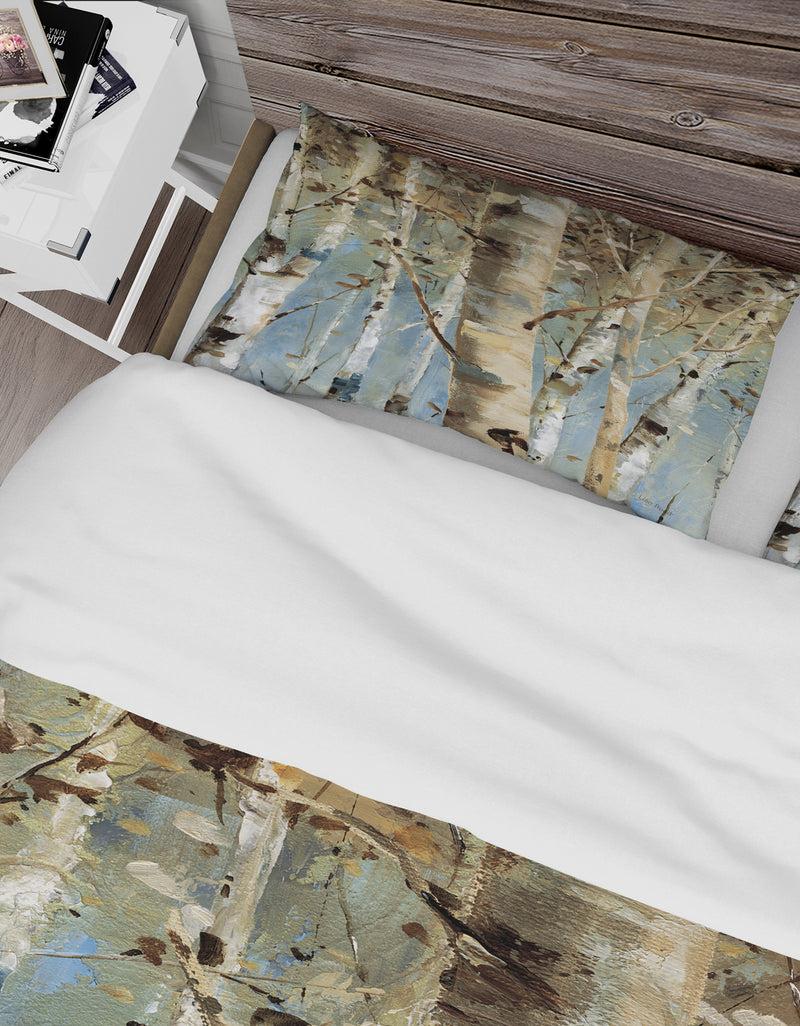 DesignQ White Birch Forest II - Farmhouse Duvet Cover Set