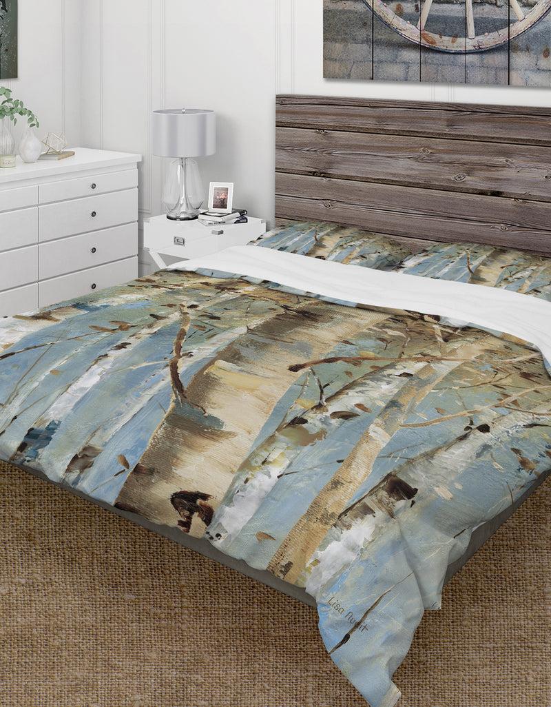 DesignQ White Birch Forest II - Farmhouse Duvet Cover Set