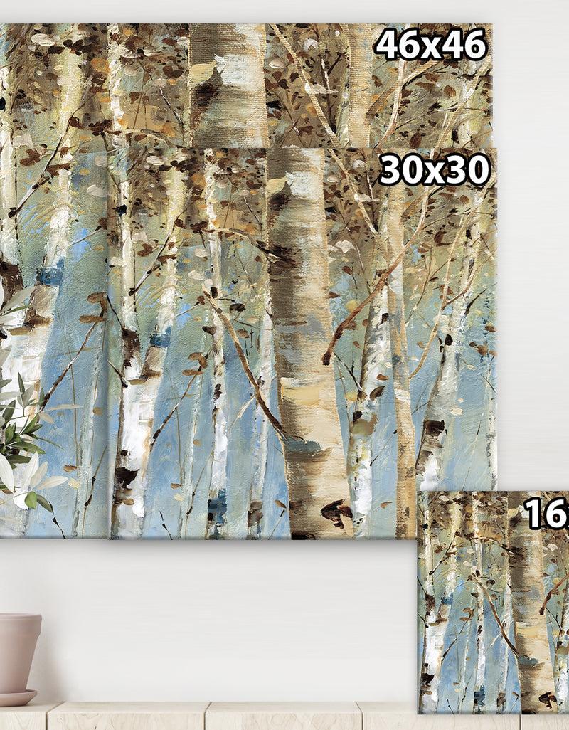 DesignQ White Birch Forest II - Modern Farmhouse Premium Canvas Wall Art