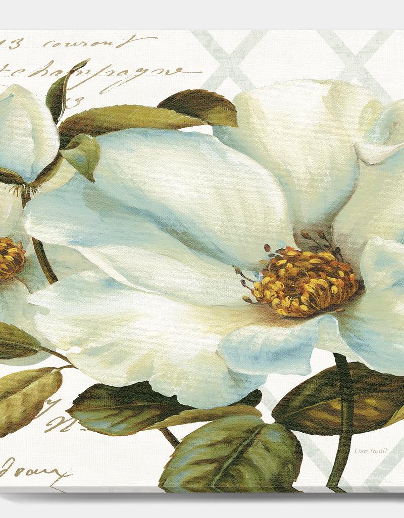 DesignQ White Blossoming Flower Close-up - Modern Farmhouse Canvas Artwork