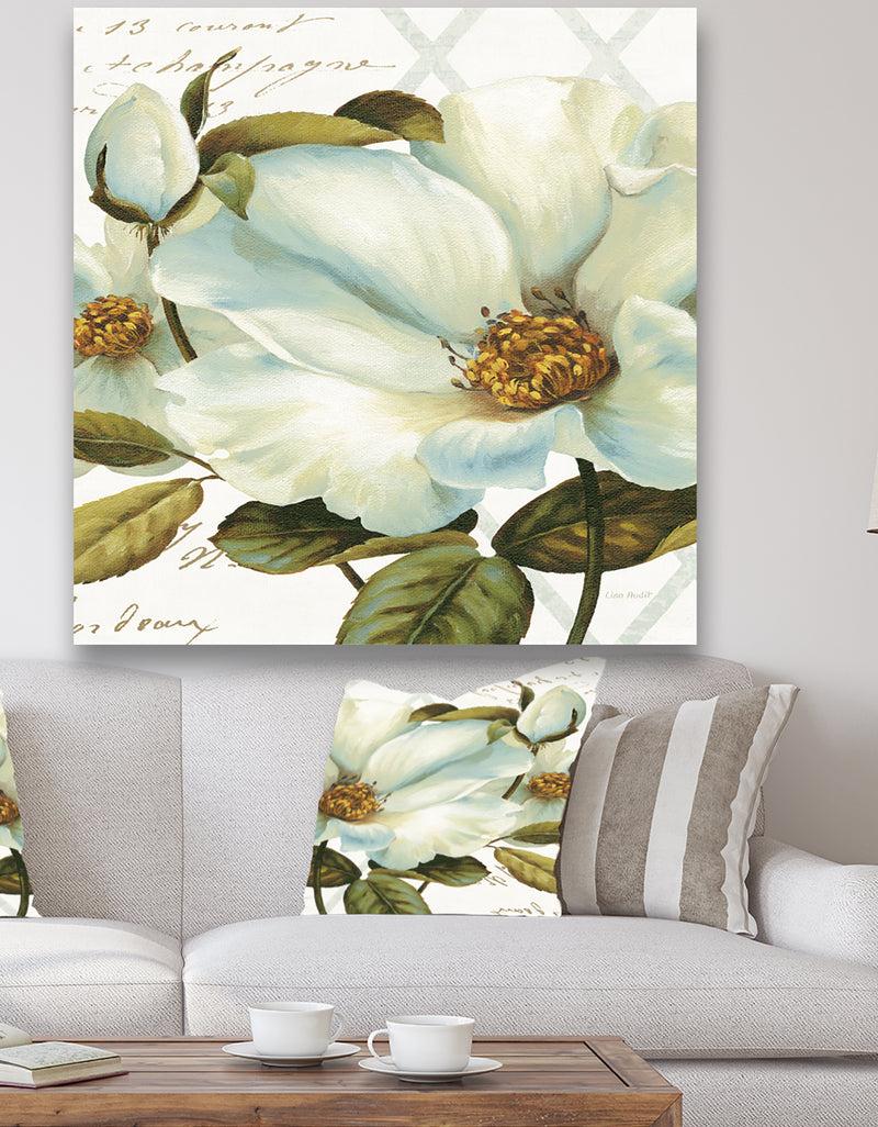 DesignQ White Blossoming Flower Close-up - Modern Farmhouse Canvas Artwork