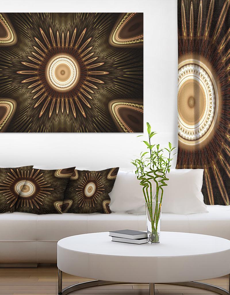 DesignQ White Brown Rounded Fractal Flower - Large Floral Canvas Art Print