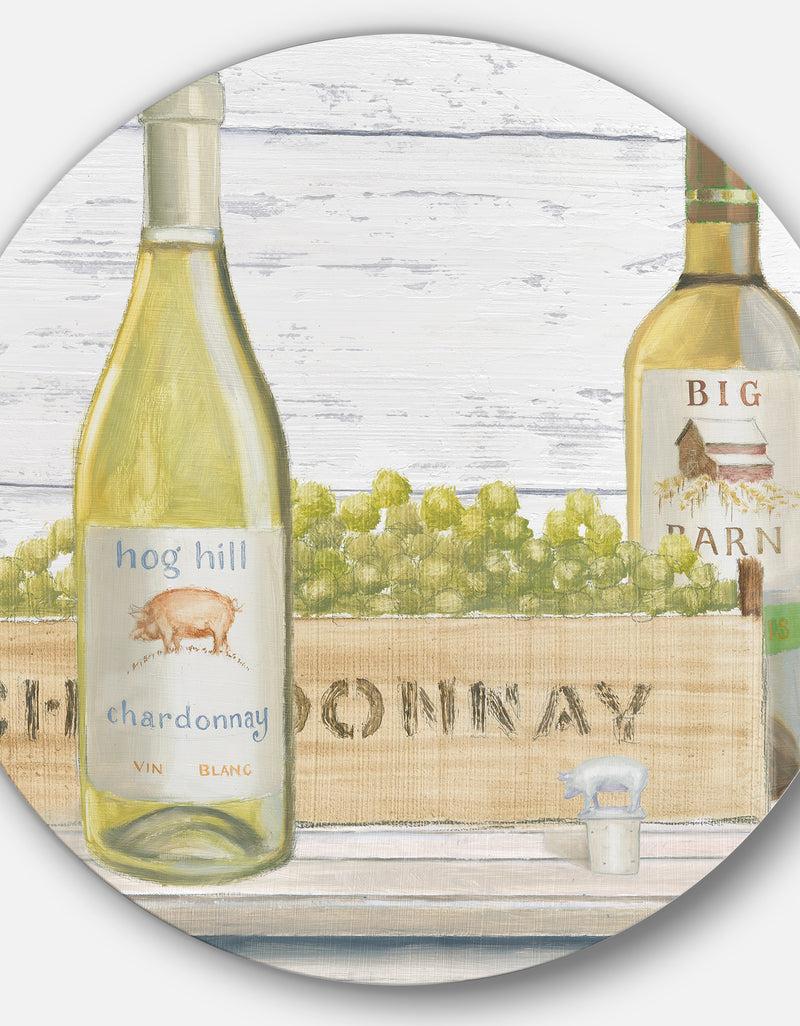 DesignQ White Chardonnay Wine Bottles - Farmhouse Metal Circle Wall Art