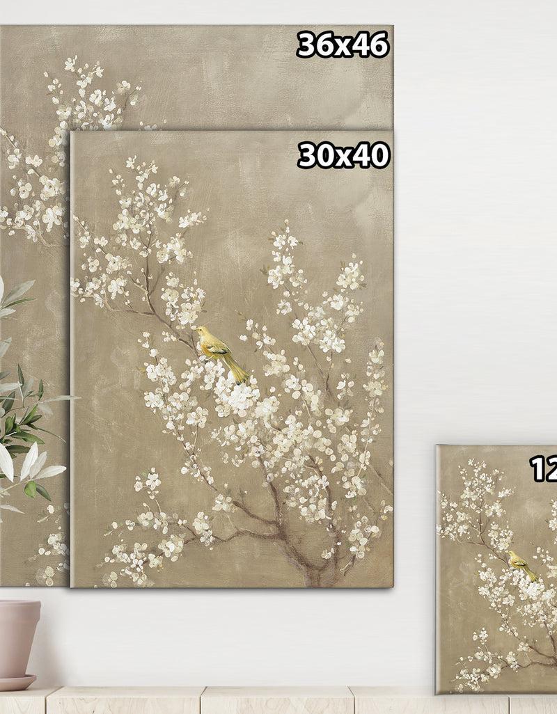 DesignQ White Cherry Blossom III - Farmhouse Premium Canvas Wall Art