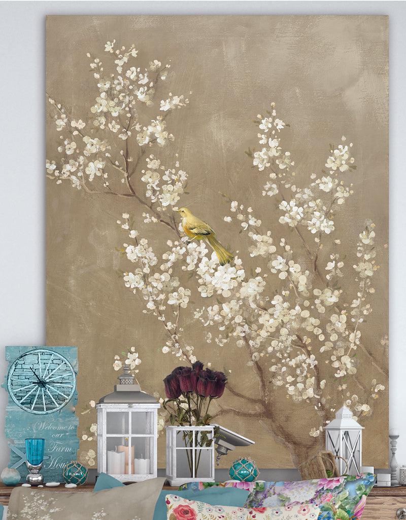 DesignQ White Cherry Blossom III - Farmhouse Premium Canvas Wall Art
