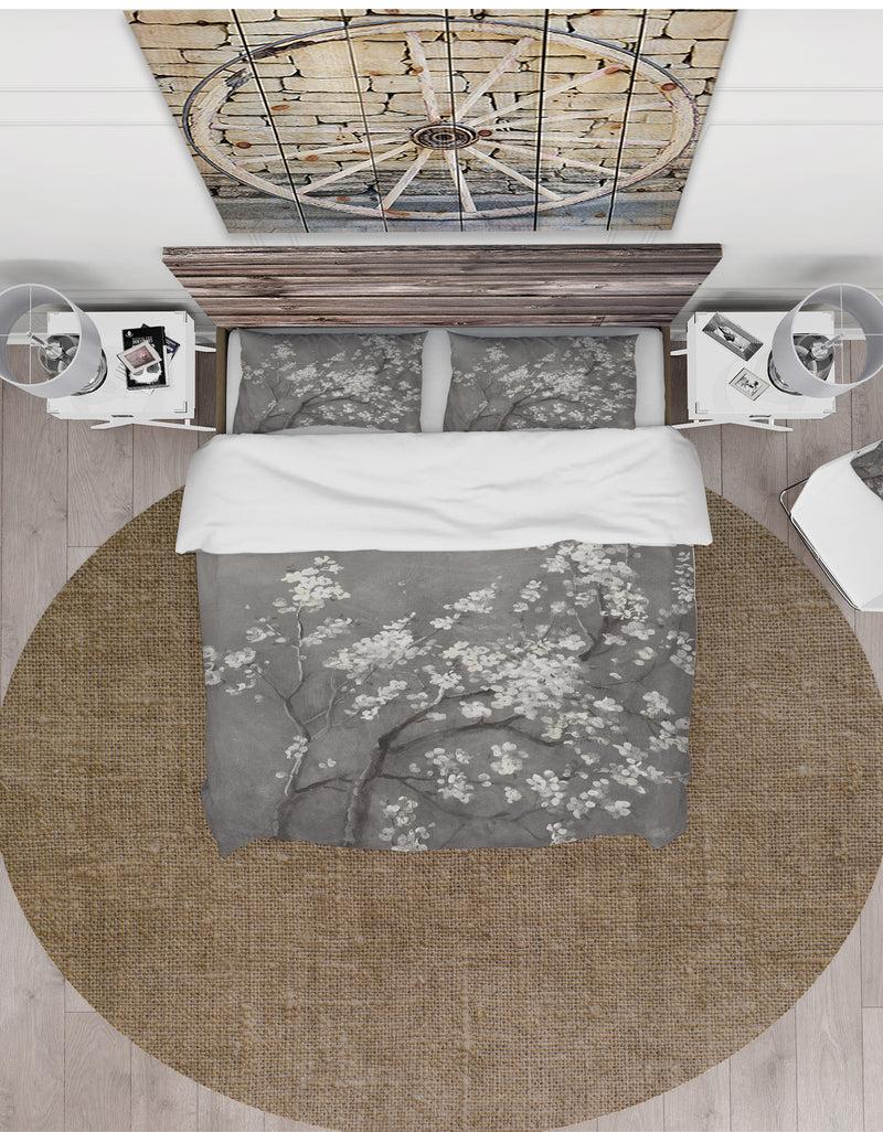 DesignQ White Cherry Blossoms I - Farmhouse Duvet Cover Set