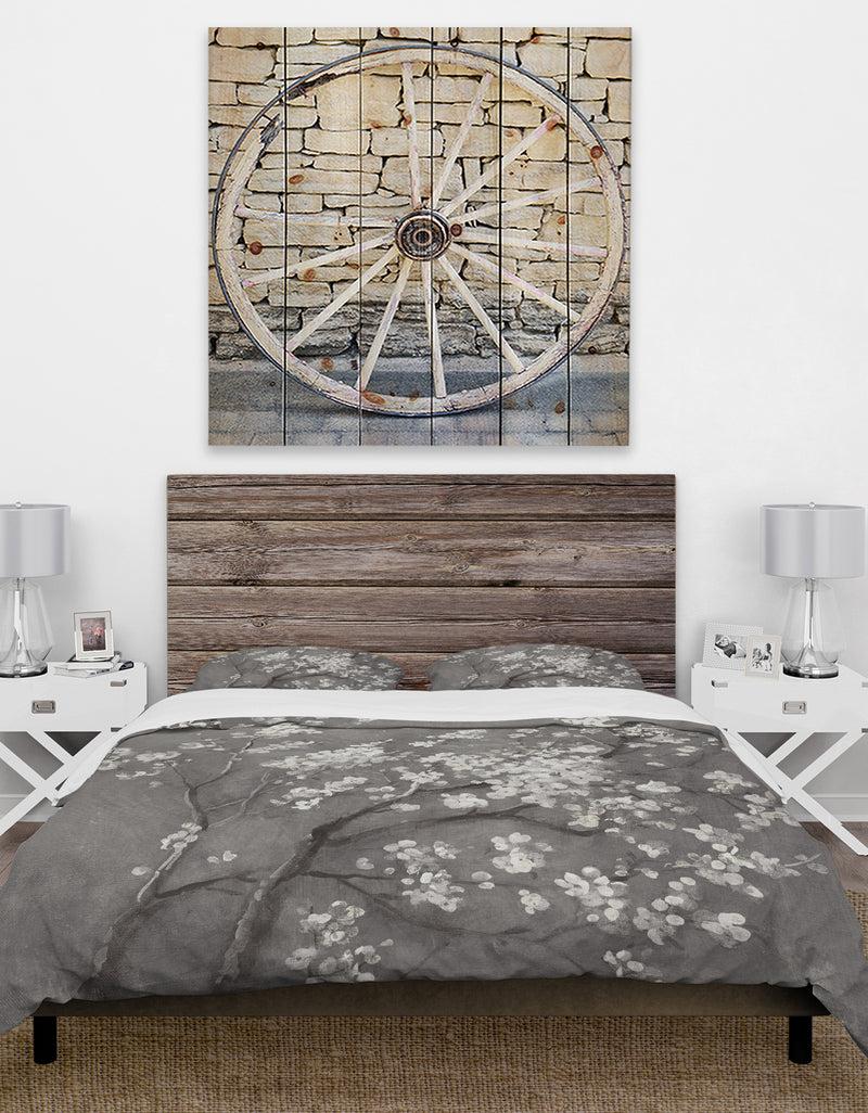 DesignQ White Cherry Blossoms I - Farmhouse Duvet Cover Set