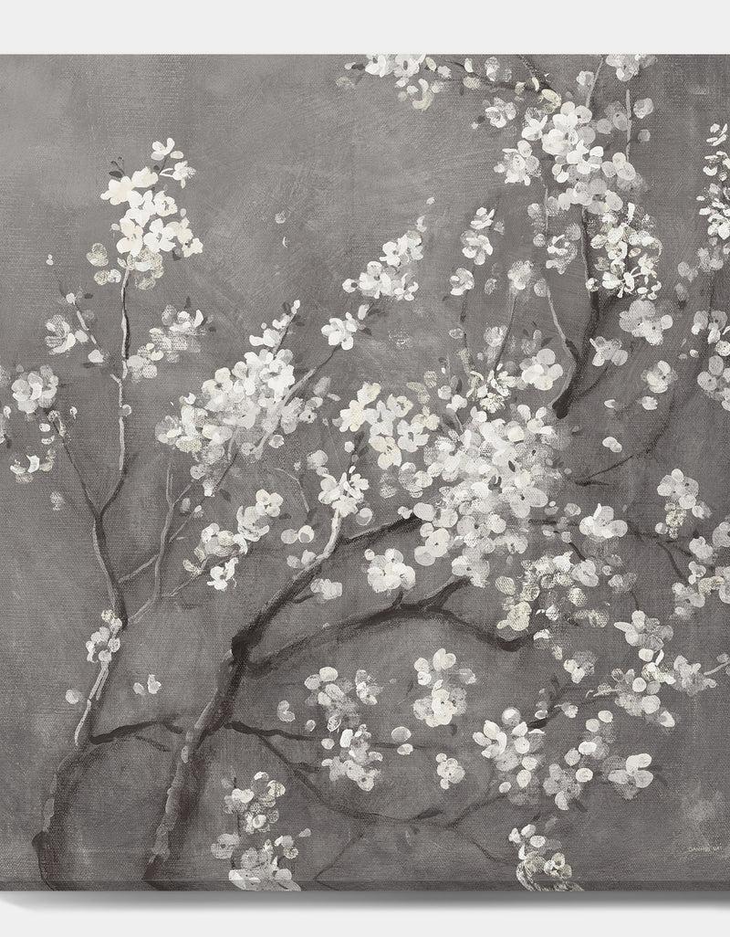 DesignQ White Cherry Blossoms I - Traditional Gallery-wrapped Canvas