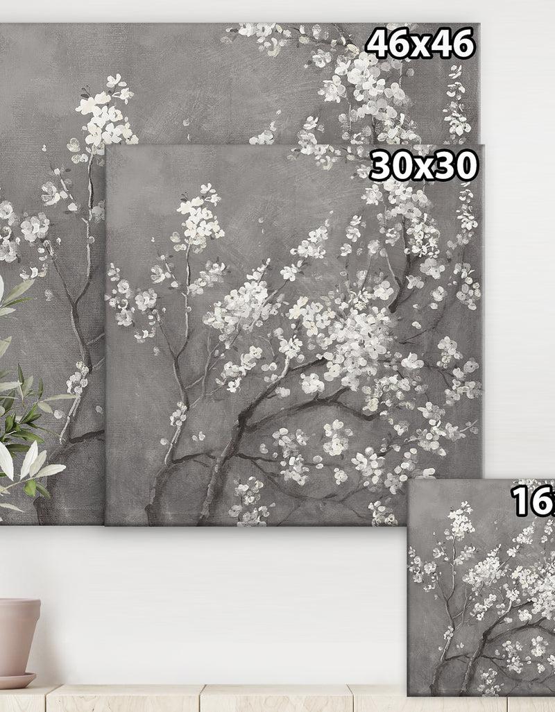 DesignQ White Cherry Blossoms I - Traditional Gallery-wrapped Canvas