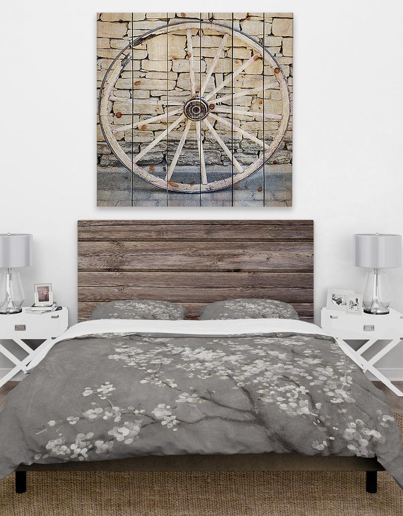 DesignQ White Cherry Blossoms II - Farmhouse Duvet Cover Set