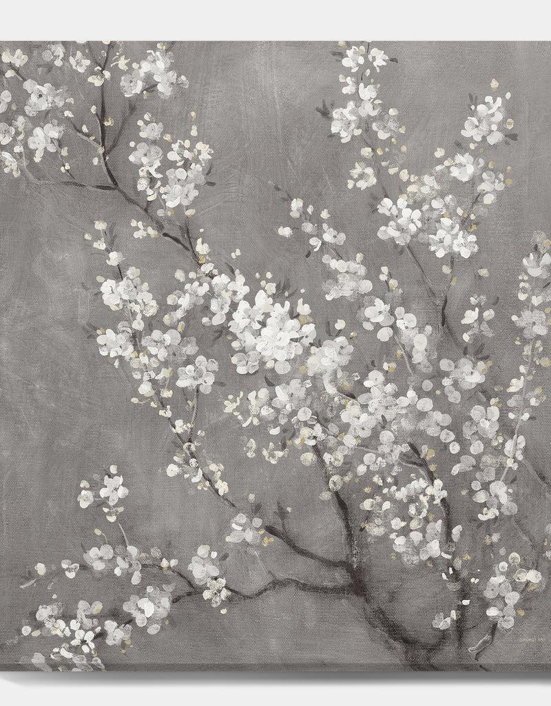 DesignQ White Cherry Blossoms II - Traditional Canvas Artwork