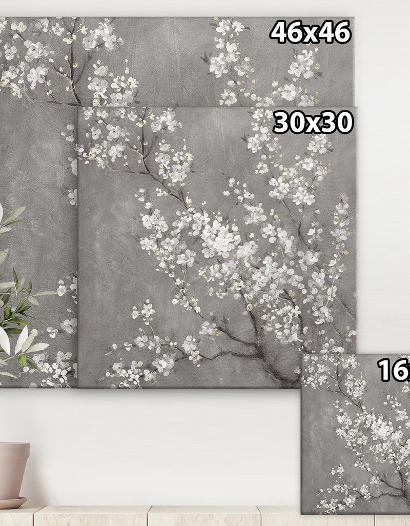 DesignQ White Cherry Blossoms II - Traditional Canvas Artwork