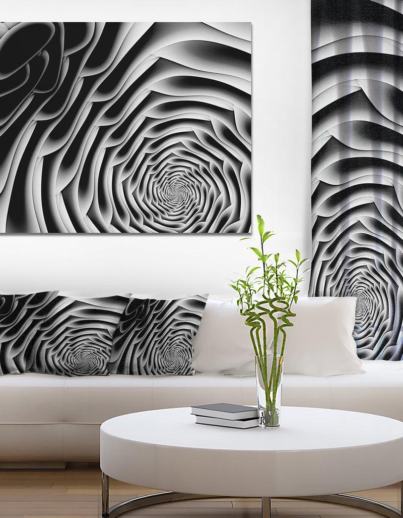 DesignQ White Flower Shaped Fractal Art'Extra Large Abstract Canvas Art Print