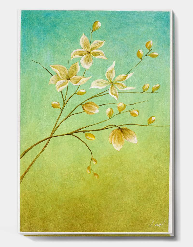 DesignQ White Flowers At Dawn - Cottage Premium Canvas Wall Art