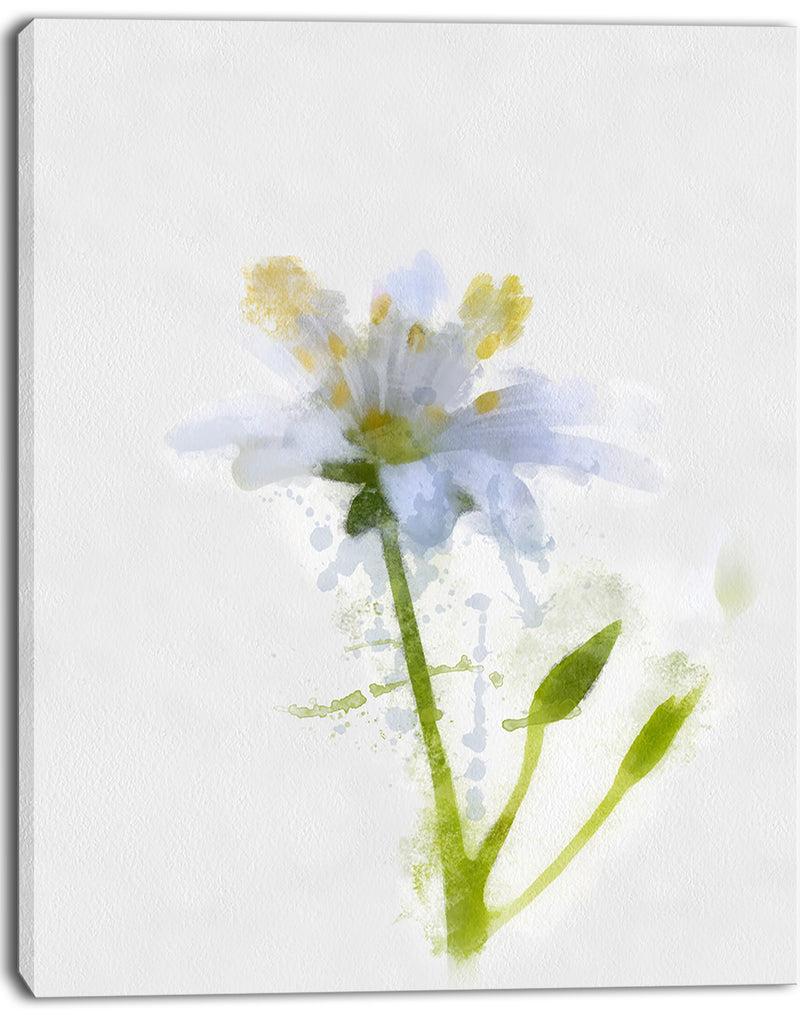 DesignQ White Green Watercolor Flower Sketch - Floral Canvas Artwork Print