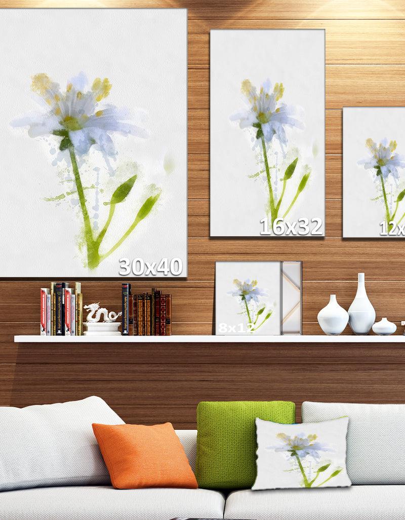 DesignQ White Green Watercolor Flower Sketch - Floral Canvas Artwork Print