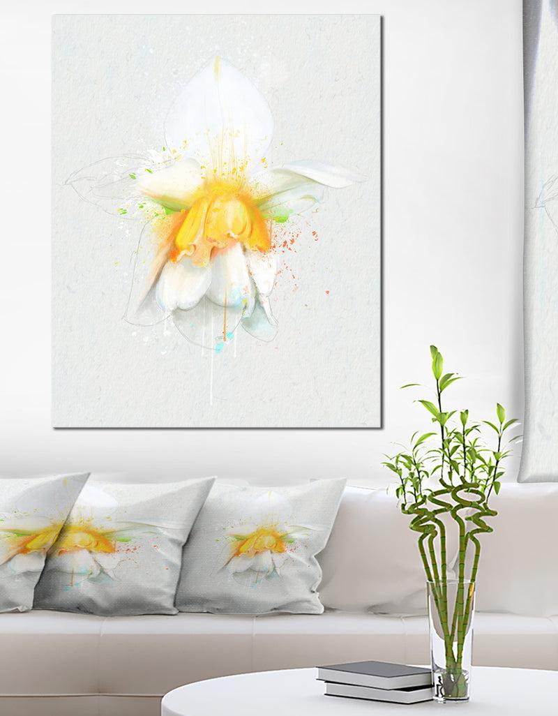 DesignQ White Narcissus Flower Watercolor - Extra Large Floral Canvas Art