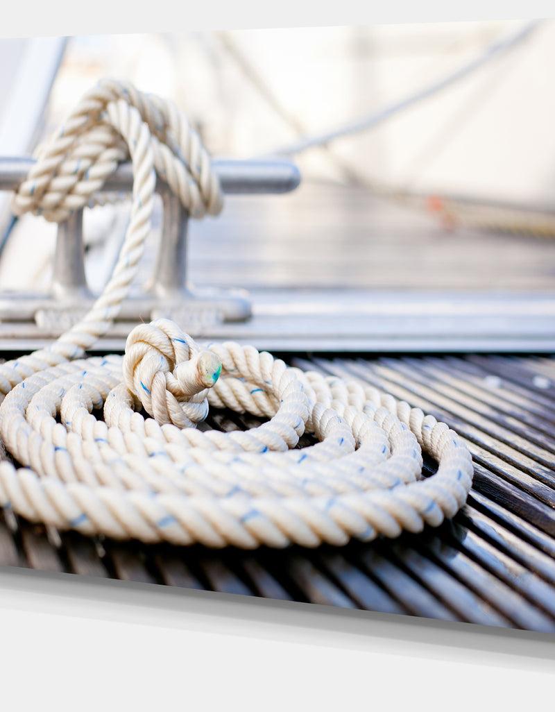 DesignQ White Nautical Mooring Rope - Modern Landscape Canvas Art