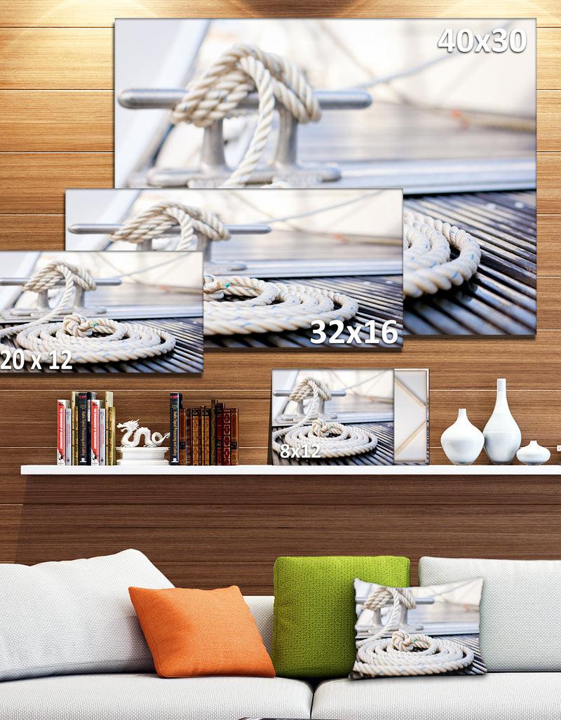 DesignQ White Nautical Mooring Rope - Modern Landscape Canvas Art