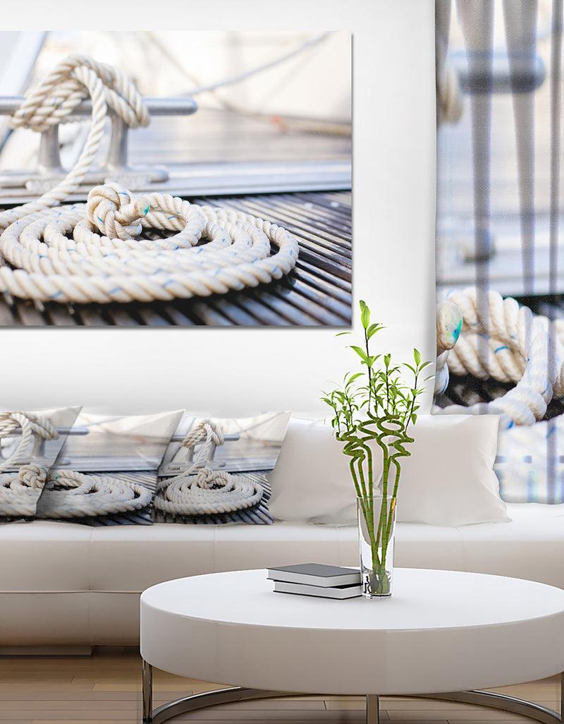 DesignQ White Nautical Mooring Rope - Modern Landscape Canvas Art