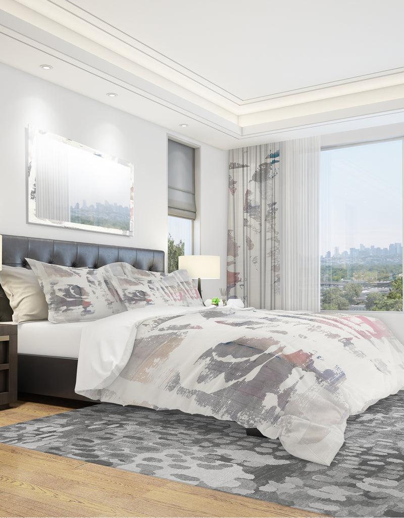 DesignQ White Out Geometric - Geometric Duvet Cover Set