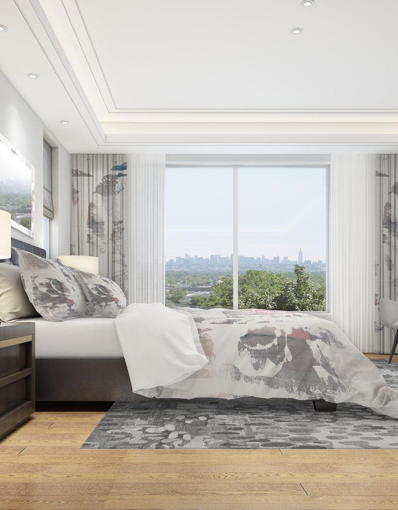 DesignQ White Out Geometric - Geometric Duvet Cover Set