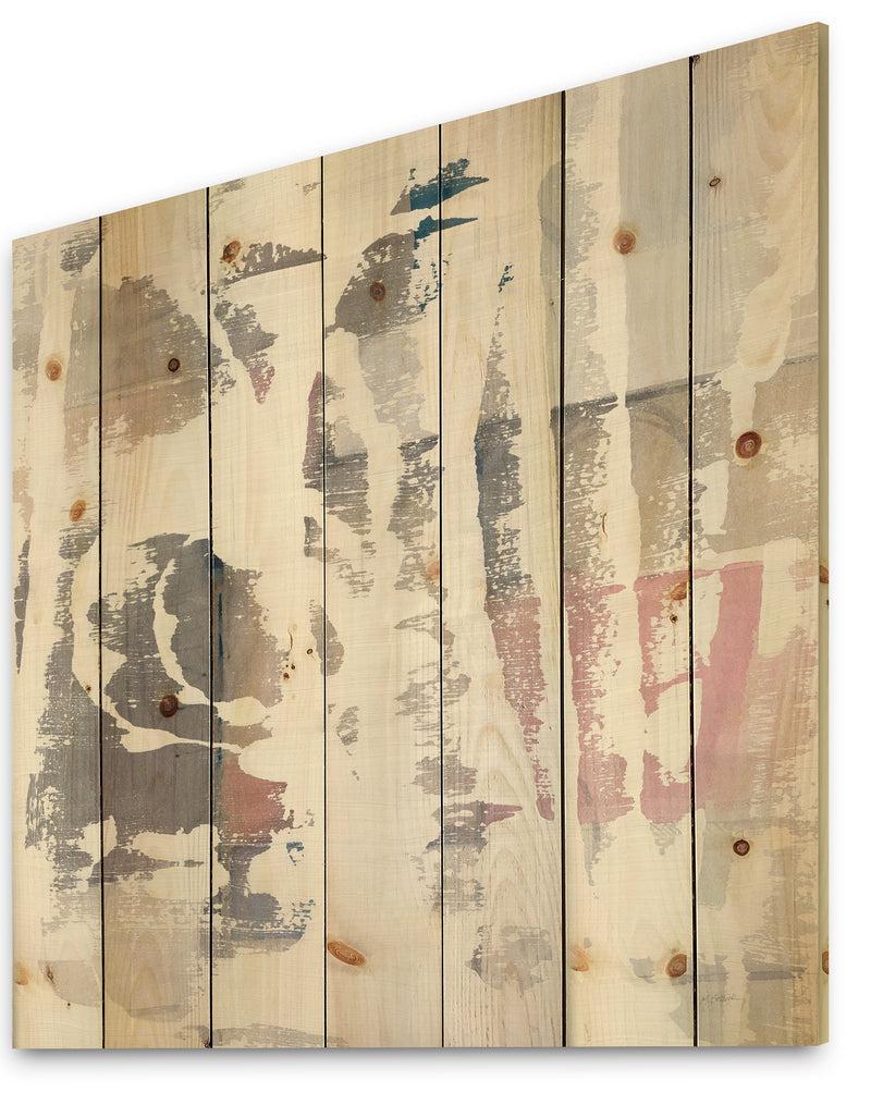 DesignQ White Out Geometric - Modern & Contemporary Print On Natural Pine Wood