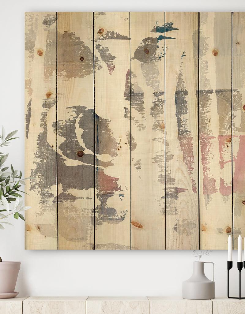 DesignQ White Out Geometric - Modern & Contemporary Print on Natural Pine Wood