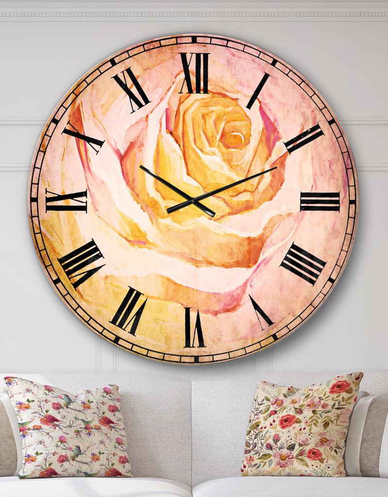 DesignQ White Rose Petal - Floral Oversized Wall CLock