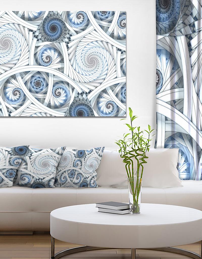 DesignQ White Spiral with Blue Fractal Art - Abstract Digital Canvas Print