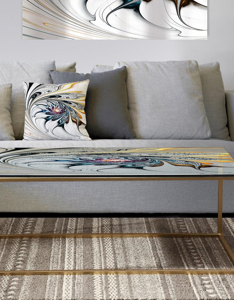DesignQ White Stained Glass Art - Metal Modern Coffee Table