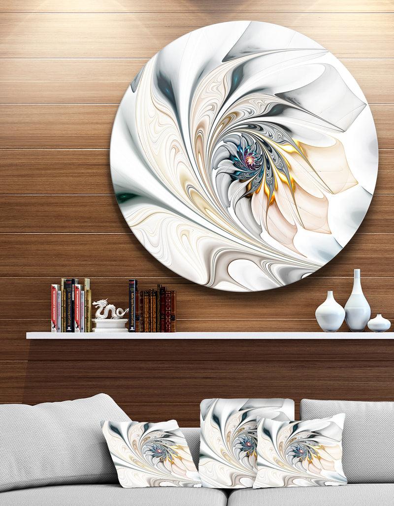 DesignQ White Stained Glass Floral Art - Floral Circle Metal Wall Art