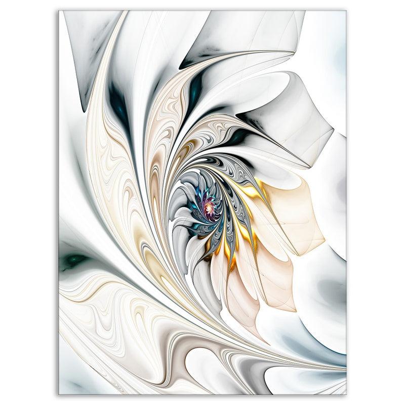 DesignQ White Stained Glass Floral Art - Large Floral Wall Art Canvas
