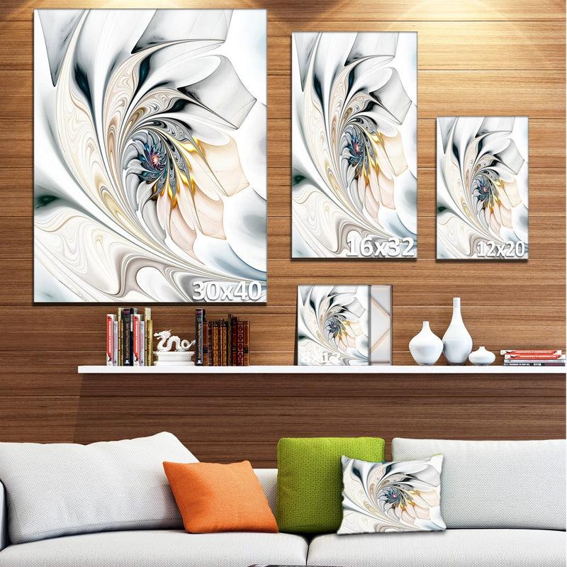 DesignQ White Stained Glass Floral Art - Large Floral Wall Art Canvas