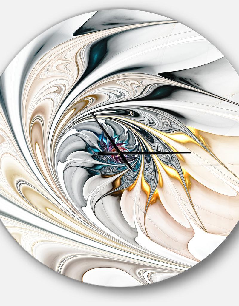 DesignQ White Stained Glass Floral Art - Oversized Modern Wall CLock