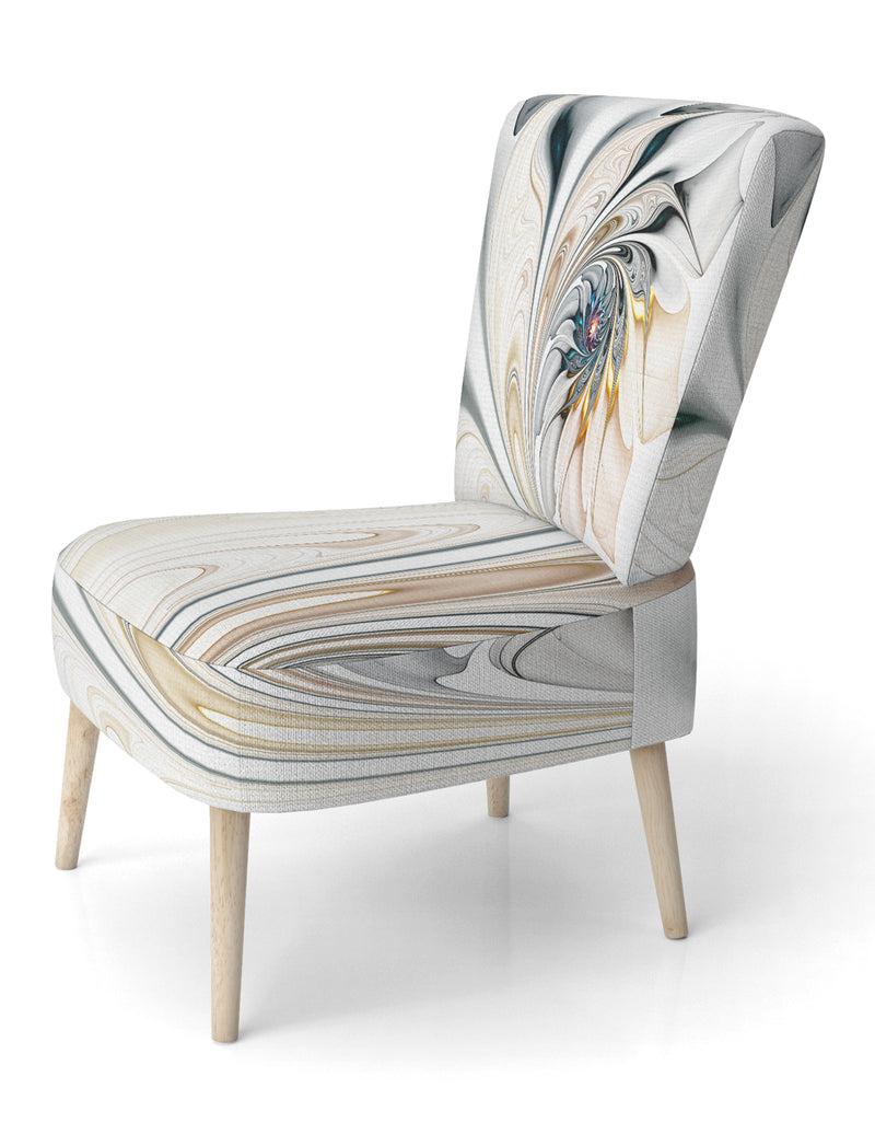 DesignQ White Stained Glass Floral - Upholstered Floral Accent Chair