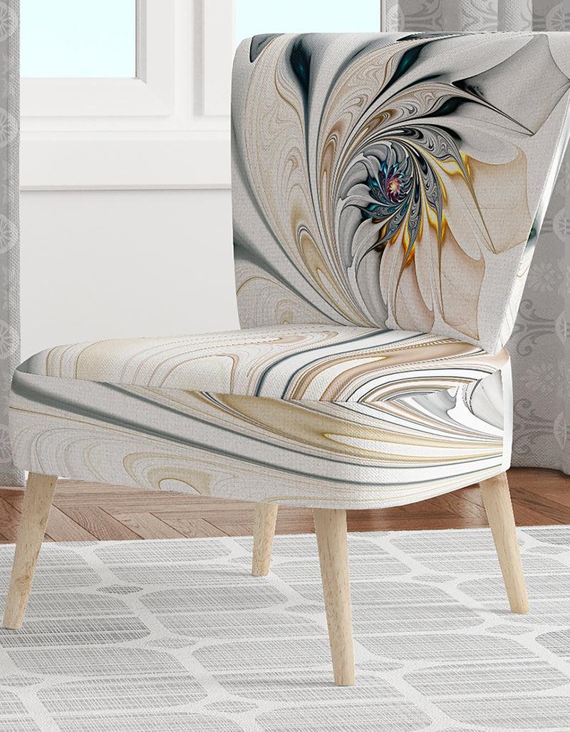 DesignQ White Stained Glass Floral - Upholstered Floral Accent Chair
