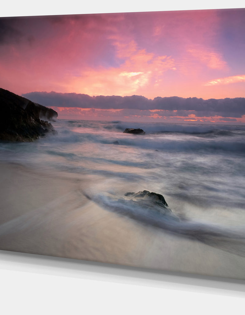 DesignQ White Waters At Guincho Beach Cascais - Contemporary Seascape Art Canvas
