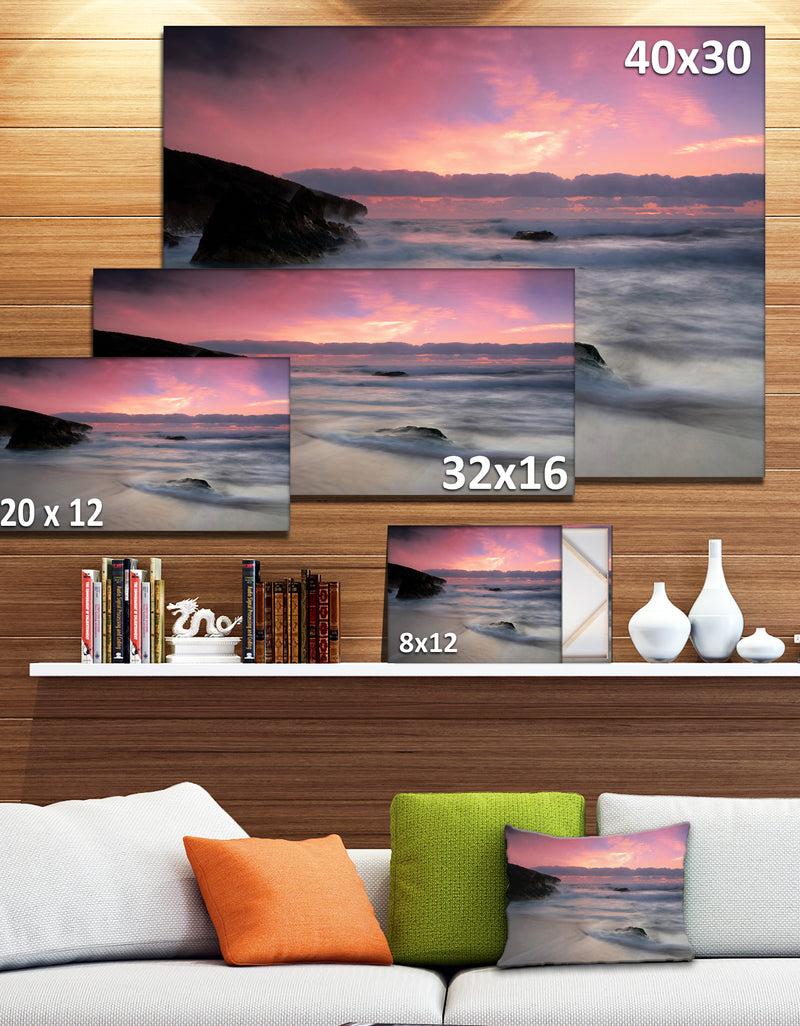 DesignQ White Waters At Guincho Beach Cascais - Contemporary Seascape Art Canvas