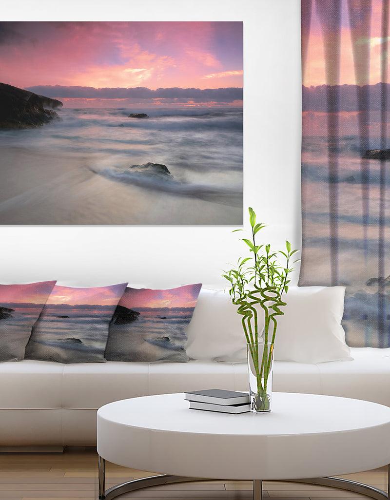 DesignQ White Waters at Guincho Beach Cascais - Contemporary Seascape Art Canvas