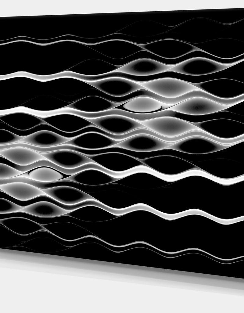 DesignQ White Waves Fractal Pattern - Abstract Wall Art Canvas